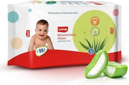LuvLap Paraben Free Baby Wipes with Aloe Vera, with Fliptop Lid (72 Wipes/Pack) - Wipes