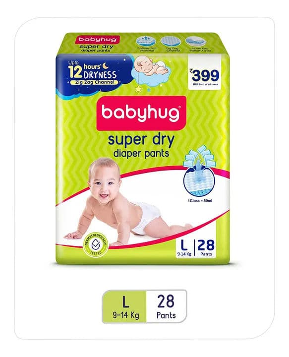 Babyhug Super Dry Diaper Pants Large - 28 Pieces - L (28 Pieces) - Diapers